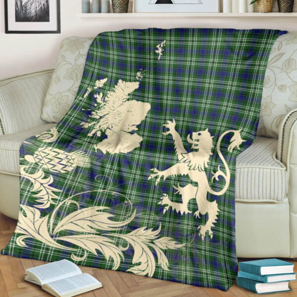 Tweedside District Clan Blanket, Scottish Tartan Tweedside District Clans Blanket Thistle Map Style - Image 4