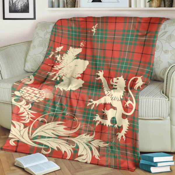 MacAulay Ancient Clan Blanket, Scottish Tartan MacAulay Ancient Clans Blanket Thistle Map Style - Image 4