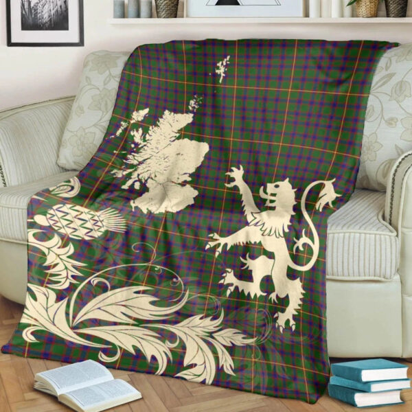 Hall Clan Blanket, Scottish Tartan Hall Clans Blanket Thistle Map Style - Image 4