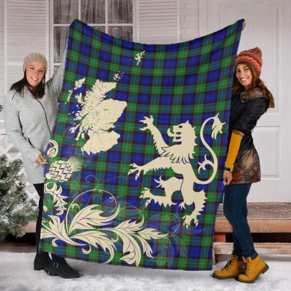 Sempill Modern Clan Blanket, Scottish Tartan Sempill Modern Clans Blanket Thistle Map Style - Image 2