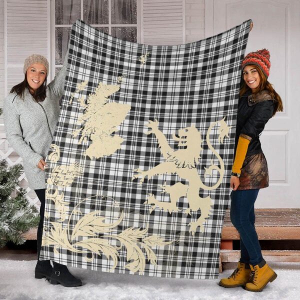 SCOTT BLACK _ WHITE MODERN Clan Blanket, Scottish Tartan SCOTT BLACK _ WHITE MODERN Clans Blanket Thistle Map Style - Image 2