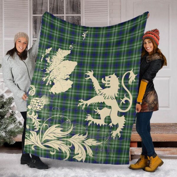 Tweedside District Clan Blanket, Scottish Tartan Tweedside District Clans Blanket Thistle Map Style - Image 2