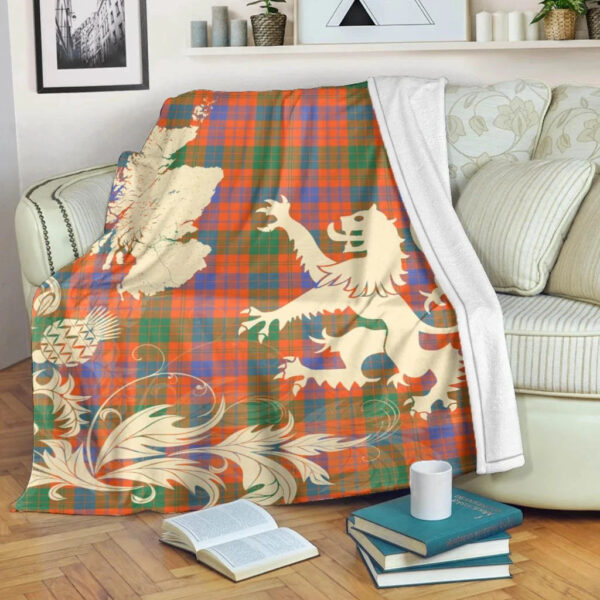 Ross Ancient Clan Blanket, Scottish Tartan Ross Ancient Clans Blanket Thistle Map Style - Image 5