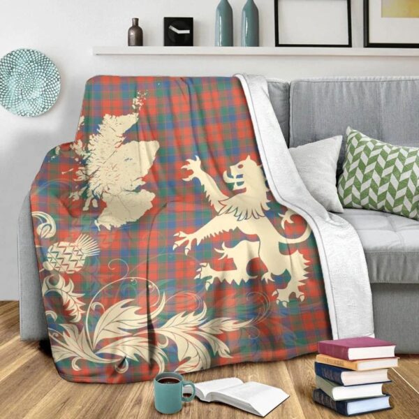 Rob Roy MacGregor Modern Clan Blanket, Scottish Tartan Rob Roy MacGregor Modern Clans Blanket Thistle Map Style - Image 3