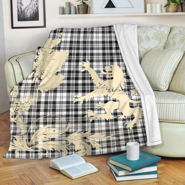 SCOTT BLACK _ WHITE MODERN Clan Blanket, Scottish Tartan SCOTT BLACK _ WHITE MODERN Clans Blanket Thistle Map Style - Image 5