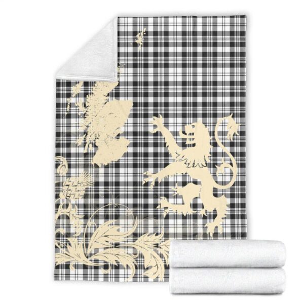 SCOTT BLACK _ WHITE MODERN Clan Blanket, Scottish Tartan SCOTT BLACK _ WHITE MODERN Clans Blanket Thistle Map Style