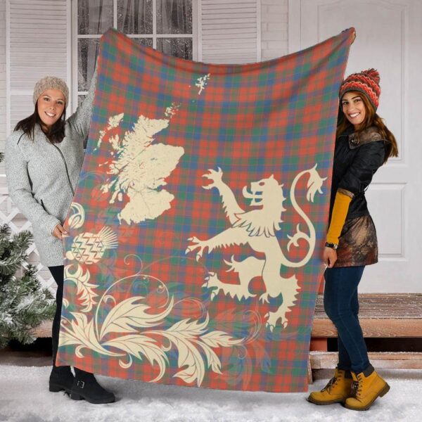 Rob Roy MacGregor Modern Clan Blanket, Scottish Tartan Rob Roy MacGregor Modern Clans Blanket Thistle Map Style - Image 2