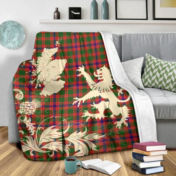 Skene Modern Clan Blanket, Scottish Tartan Skene Modern Clans Blanket Thistle Map Style - Image 3