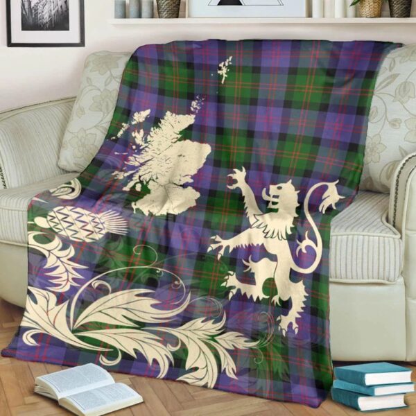 Blair Modern Clan Blanket, Scottish Tartan Blair Modern Clans Blanket Thistle Map Style - Image 4