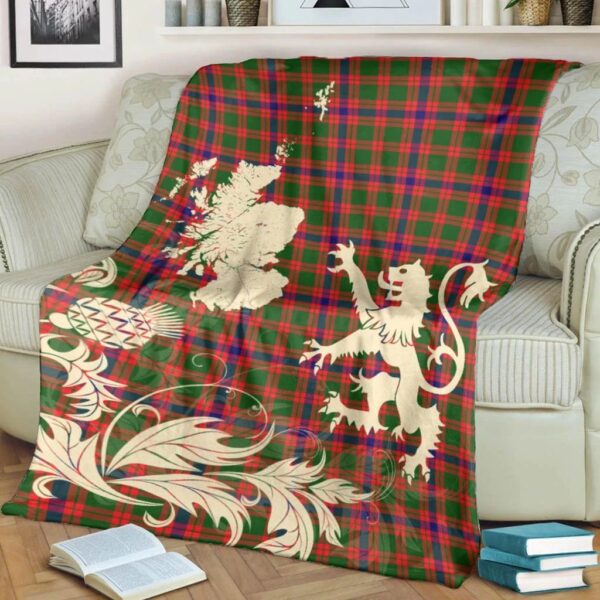 Skene Modern Clan Blanket, Scottish Tartan Skene Modern Clans Blanket Thistle Map Style - Image 4