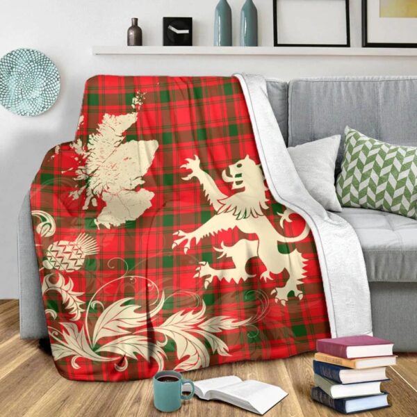 MacQuarrie Modern Clan Blanket, Scottish Tartan MacQuarrie Modern Clans Blanket Thistle Map Style - Image 3