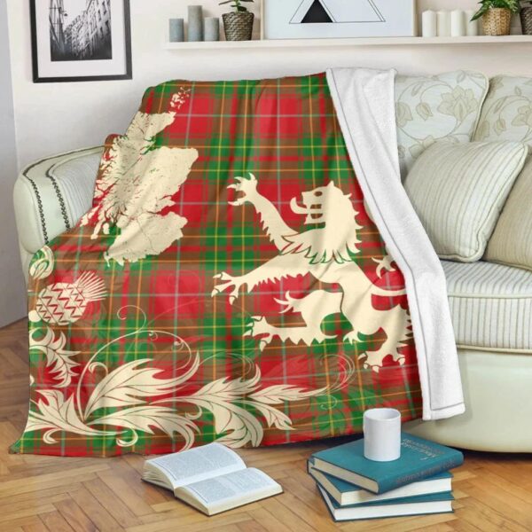 Burnett Ancient Clan Blanket, Scottish Tartan Burnett Ancient Clans Blanket Thistle Map Style - Image 5