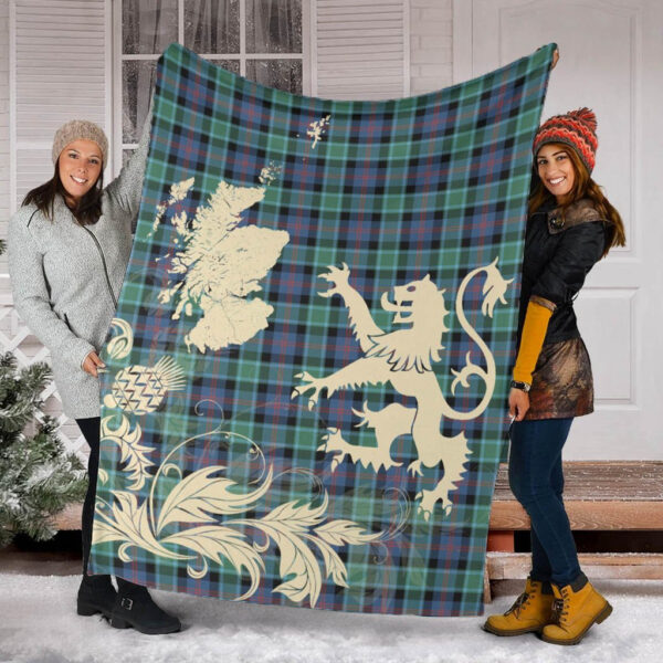 MacTaggart Ancient Clan Blanket, Scottish Tartan MacTaggart Ancient Clans Blanket Thistle Map Style - Image 2