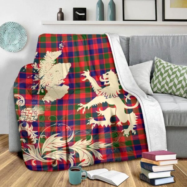 Gow Modern Clan Blanket, Scottish Tartan Gow Modern Clans Blanket Thistle Map Style - Image 3