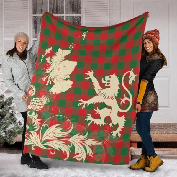 Moncrieffe Clan Blanket, Scottish Tartan Moncrieffe Clans Blanket Thistle Map Style - Image 2