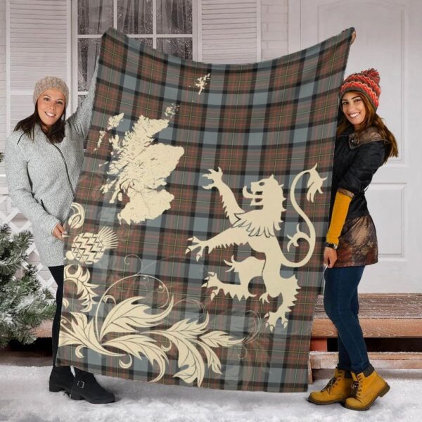 MacLaren Weathered Clan Blanket, Scottish Tartan MacLaren Weathered Clans Blanket Thistle Map Style - Image 2