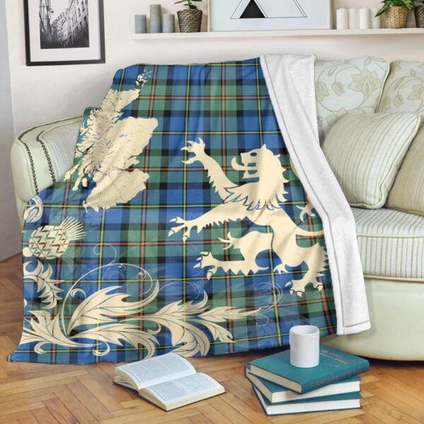 MacLeod of Harris Ancient Clan Blanket, Scottish Tartan MacLeod of Harris Ancient Clans Blanket Thistle Map Style - Image 5