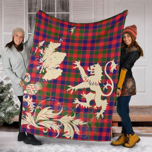 Gow Modern Clan Blanket, Scottish Tartan Gow Modern Clans Blanket Thistle Map Style - Image 2