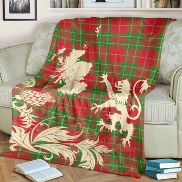 Burnett Ancient Clan Blanket, Scottish Tartan Burnett Ancient Clans Blanket Thistle Map Style - Image 4