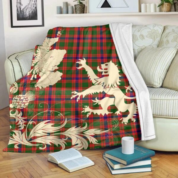 Skene Modern Clan Blanket, Scottish Tartan Skene Modern Clans Blanket Thistle Map Style - Image 5