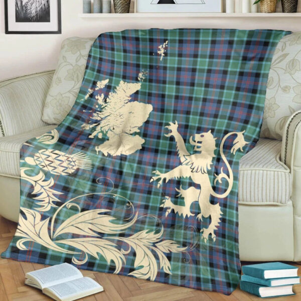 MacTaggart Ancient Clan Blanket, Scottish Tartan MacTaggart Ancient Clans Blanket Thistle Map Style - Image 4