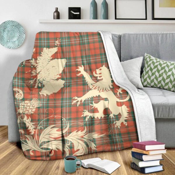 SCOTT ANCIENT Clan Blanket, Scottish Tartan SCOTT ANCIENT Clans Blanket Thistle Map Style - Image 3