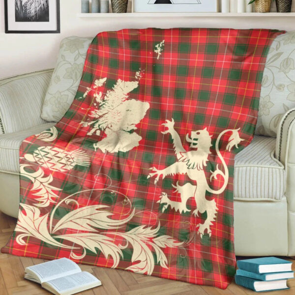 MacPhee Modern Clan Blanket, Scottish Tartan MacPhee Modern Clans Blanket Thistle Map Style - Image 4