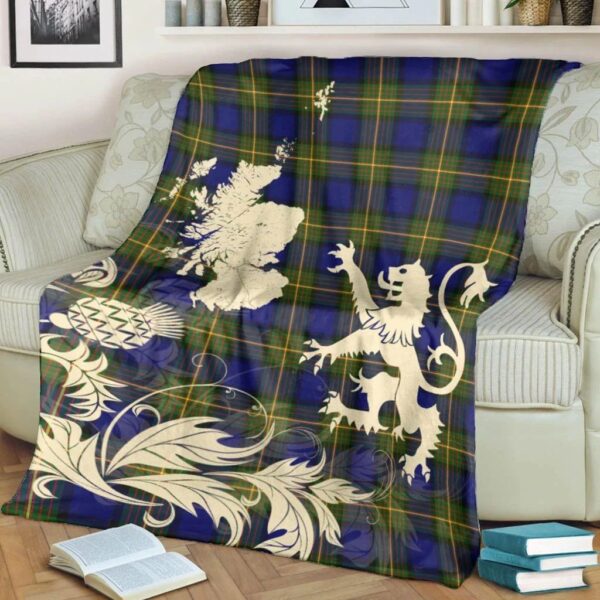 More (Muir) Clan Blanket, Scottish Tartan More (Muir) Clans Blanket Thistle Map Style - Image 4