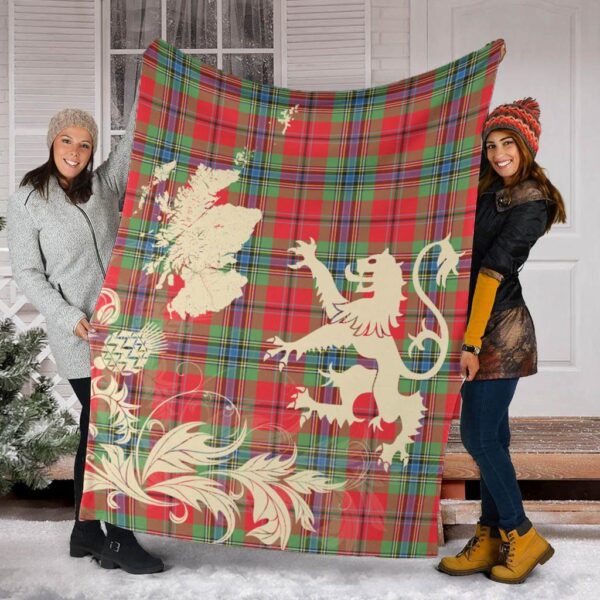 MacLean of Duart Modern Clan Blanket, Scottish Tartan MacLean of Duart Modern Clans Blanket Thistle Map Style - Image 2