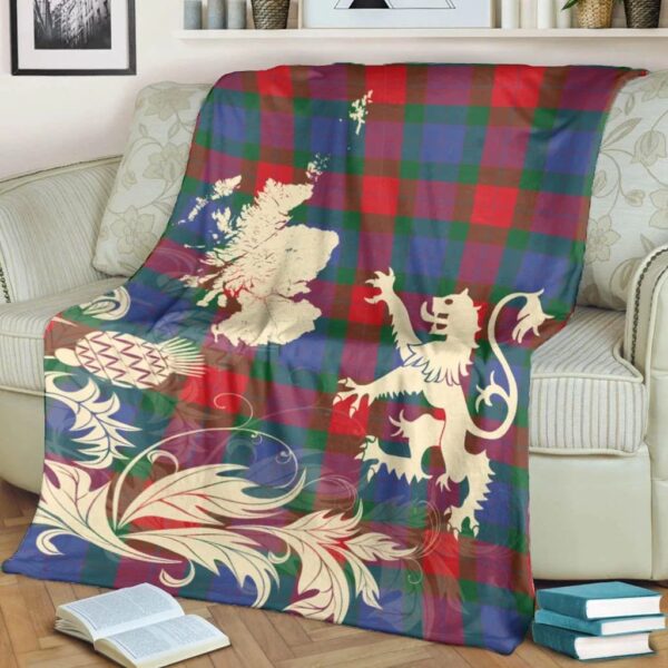 Marjoribanks Clan Blanket, Scottish Tartan Marjoribanks Clans Blanket Thistle Map Style - Image 4