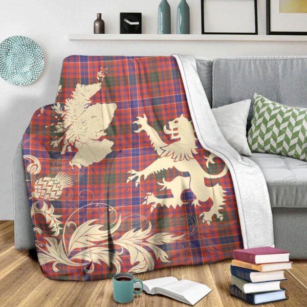 MacRae Ancient Clan Blanket, Scottish Tartan MacRae Ancient Clans Blanket Thistle Map Style - Image 3