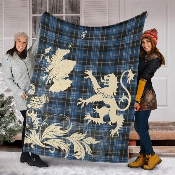 Clergy Blue Clan Blanket, Scottish Tartan Clergy Blue Clans Blanket Thistle Map Style - Image 2