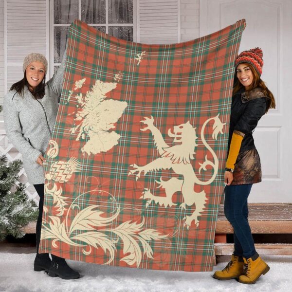 SCOTT ANCIENT Clan Blanket, Scottish Tartan SCOTT ANCIENT Clans Blanket Thistle Map Style - Image 2