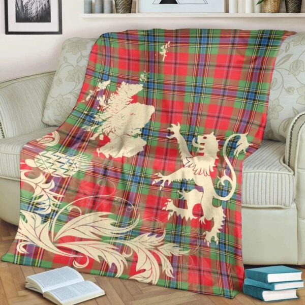 MacLean of Duart Modern Clan Blanket, Scottish Tartan MacLean of Duart Modern Clans Blanket Thistle Map Style - Image 4