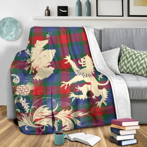 Marjoribanks Clan Blanket, Scottish Tartan Marjoribanks Clans Blanket Thistle Map Style - Image 3