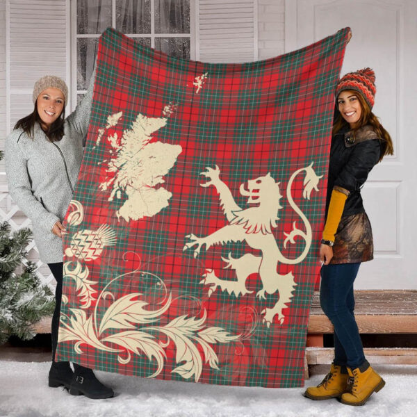 Cumming Modern Clan Blanket, Scottish Tartan Cumming Modern Clans Blanket Thistle Map Style - Image 2