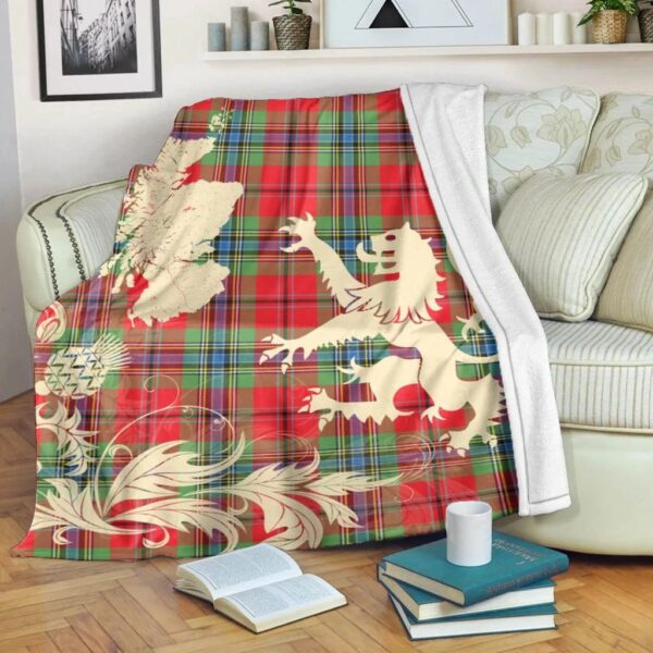 MacLean of Duart Modern Clan Blanket, Scottish Tartan MacLean of Duart Modern Clans Blanket Thistle Map Style - Image 5