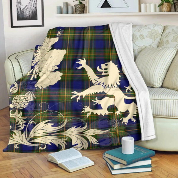 More (Muir) Clan Blanket, Scottish Tartan More (Muir) Clans Blanket Thistle Map Style - Image 5