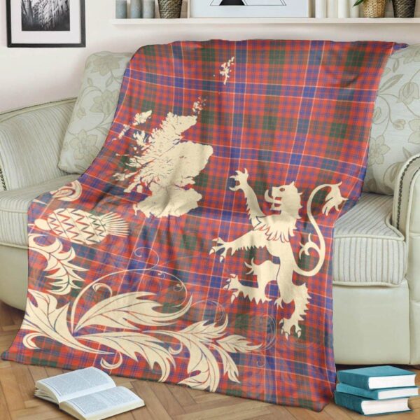 MacRae Ancient Clan Blanket, Scottish Tartan MacRae Ancient Clans Blanket Thistle Map Style - Image 4