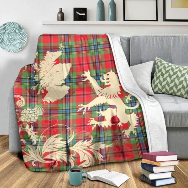 MacLean of Duart Modern Clan Blanket, Scottish Tartan MacLean of Duart Modern Clans Blanket Thistle Map Style - Image 3