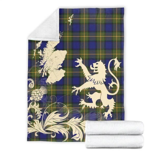 More (Muir) Clan Blanket, Scottish Tartan More (Muir) Clans Blanket Thistle Map Style