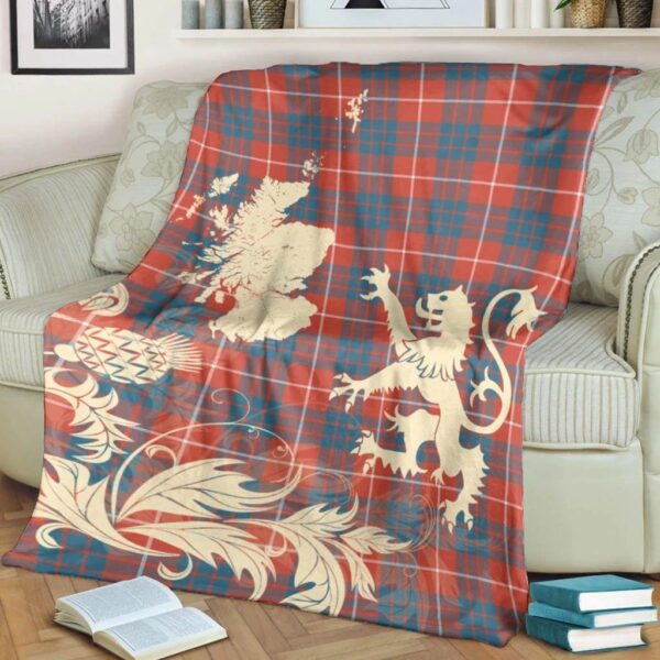 Hamilton Ancient Clan Blanket, Scottish Tartan Hamilton Ancient Clans Blanket Thistle Map Style - Image 4