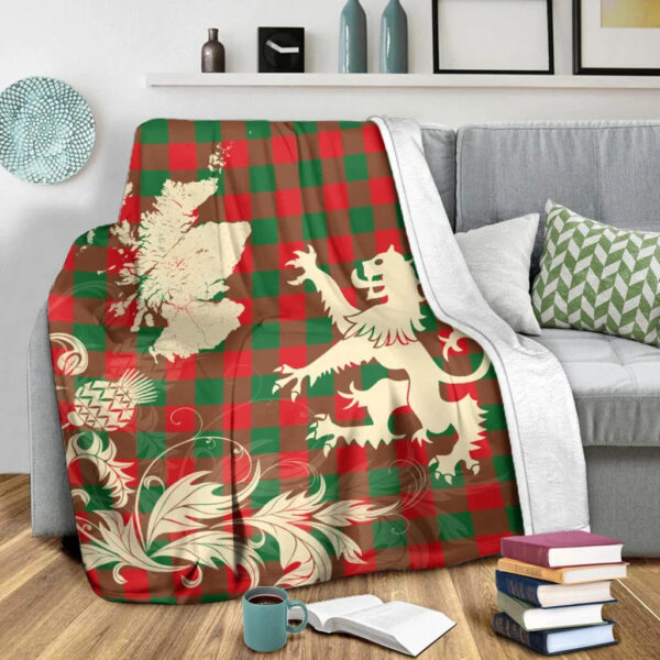 Moncrieffe Clan Blanket, Scottish Tartan Moncrieffe Clans Blanket Thistle Map Style - Image 3