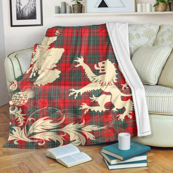 Cumming Modern Clan Blanket, Scottish Tartan Cumming Modern Clans Blanket Thistle Map Style - Image 5