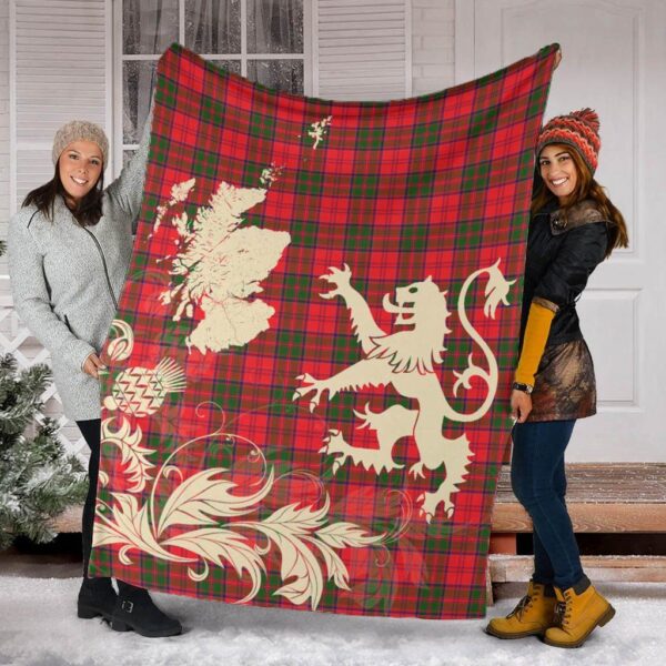 Grant Modern Clan Blanket, Scottish Tartan Grant Modern Clans Blanket Thistle Map Style - Image 2