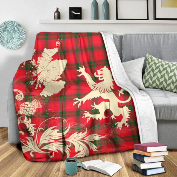 MacNab Modern Clan Blanket, Scottish Tartan MacNab Modern Clans Blanket Thistle Map Style - Image 3