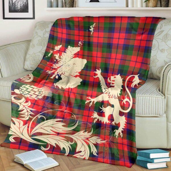 MacNaughton Modern Clan Blanket, Scottish Tartan MacNaughton Modern Clans Blanket Thistle Map Style - Image 4