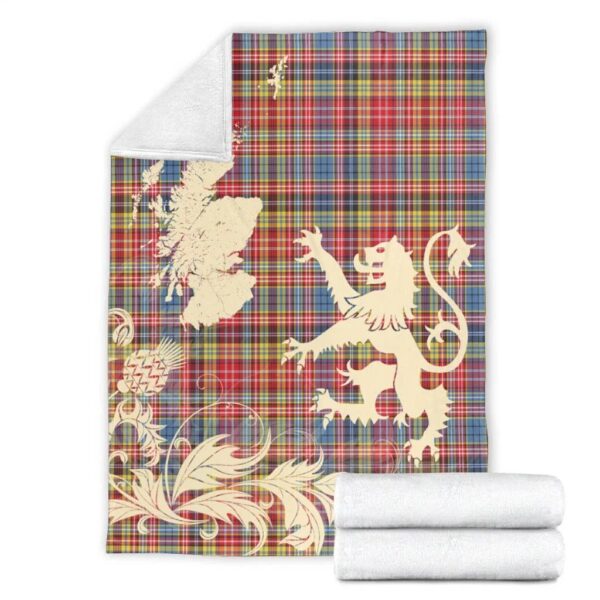 Drummond of Strathallan Clan Blanket, Scottish Tartan Drummond of Strathallan Clans Blanket Thistle Map Style