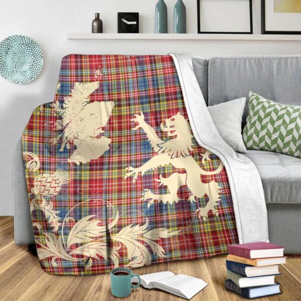 Drummond of Strathallan Clan Blanket, Scottish Tartan Drummond of Strathallan Clans Blanket Thistle Map Style - Image 3