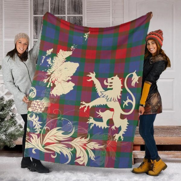 Marjoribanks Clan Blanket, Scottish Tartan Marjoribanks Clans Blanket Thistle Map Style - Image 2